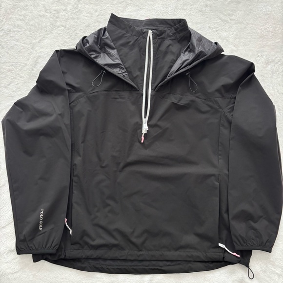 POLO GOLF RALPH LAUREN Packable Anorak Black Hooded Unlined Golf Windbreaker--L - Picture 5 of 15